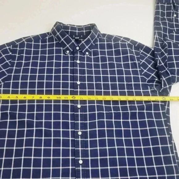 Uniqlo XL Men's Button Down Blue White Check Shirt - Picture 2 of 7
